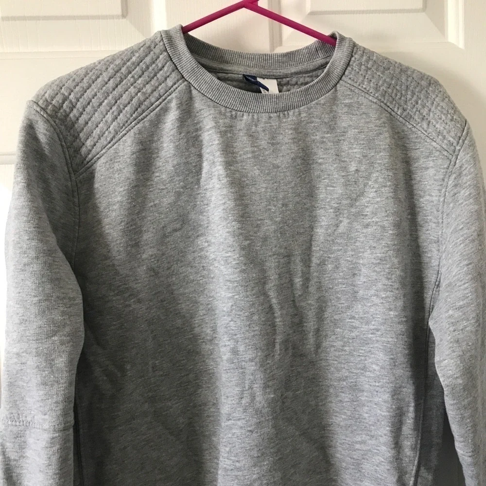 Divided cotton blend gray long sleeve sweater with side zippers